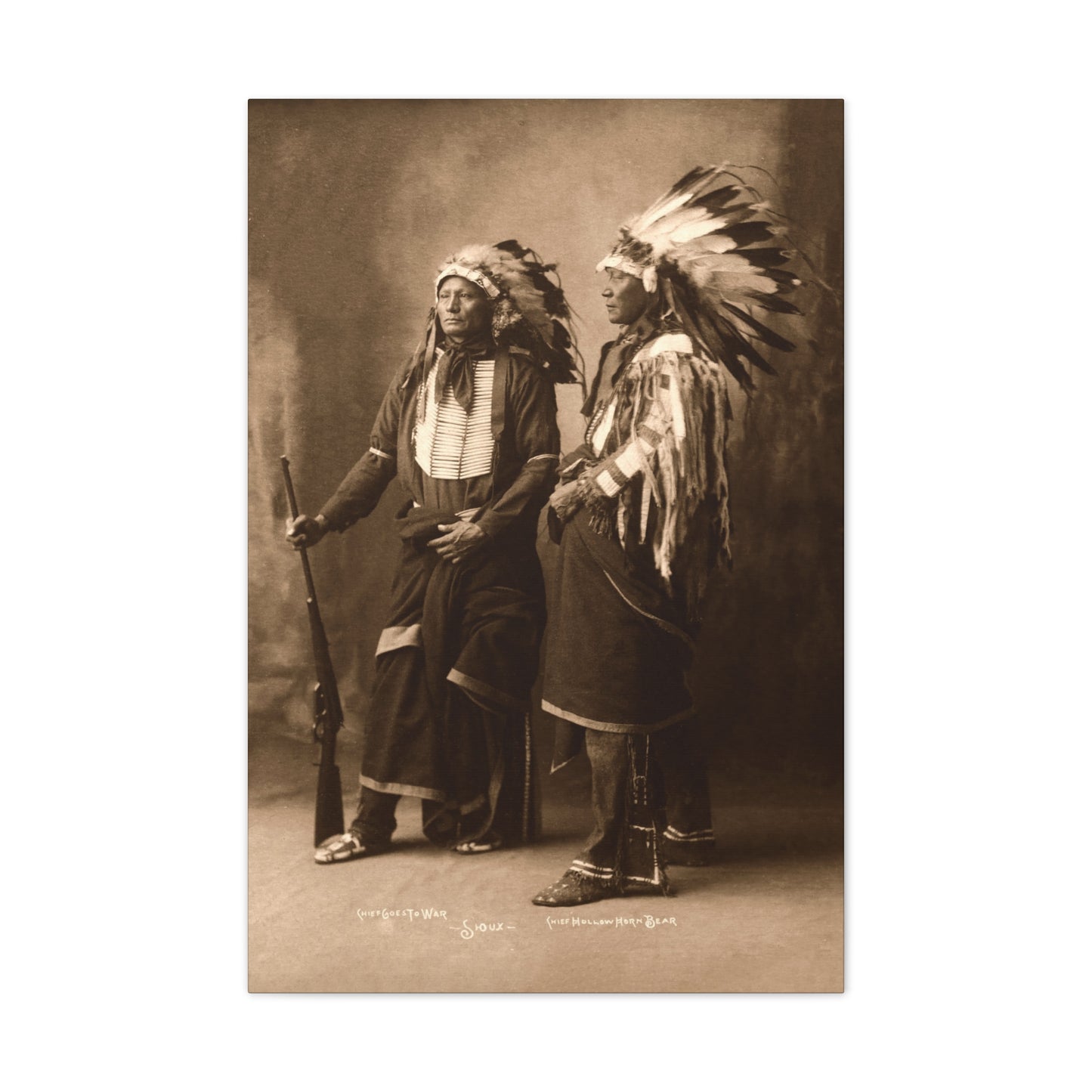 Chief Goes To War, Chief Hollow Horn Bear, Sioux (1898) — Native American Portrait Canvas Print 24" x 36"