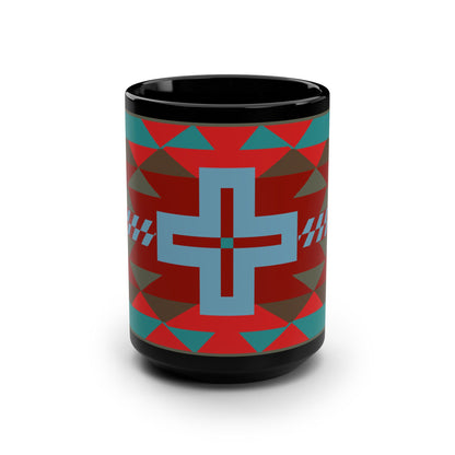 Rustic Cross, Sunset — Black 15oz Mug